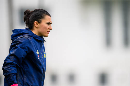 Goalkeeper Zecira Musovic of the Swedish women's national