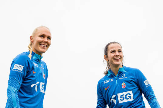 Maria Thorisdottir and Tuva Hansen of the Norwegian women's