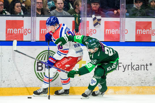 Oskarshamns Rasmus Bengtsson och Färjestads Lucas Forsell