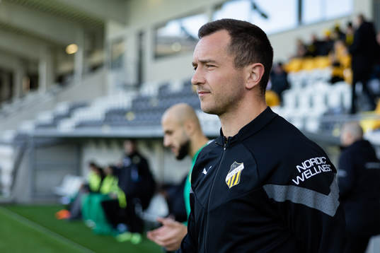 Häckens Even Hovland innan fotbollsmatchen i Svenska Cupen