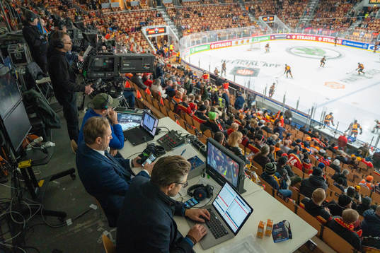 TV during the final of Champions Hockey League between