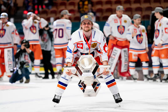Tapparas Juuso Ikonen celebrates with the trophy