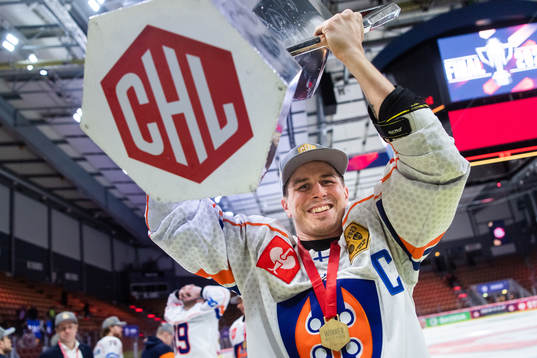 Tapparas Kristian Kuusela celebrates with trophy