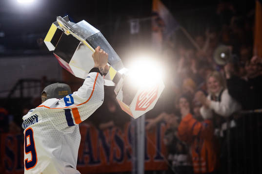 Tapparas Veli Matti Savinainen celebrates with trophy
