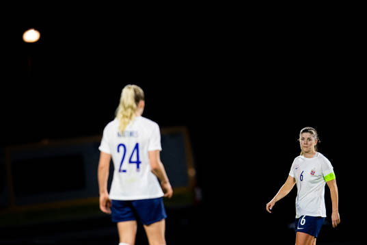Maren Mjelde of Norway looks dejected