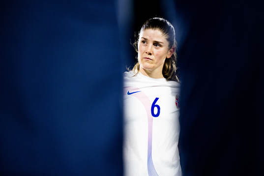 Maren Mjelde of Norway looks dejected