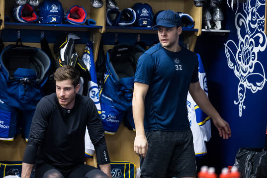 Leksands Peter Cehlarik och Jesper Kandergård innan