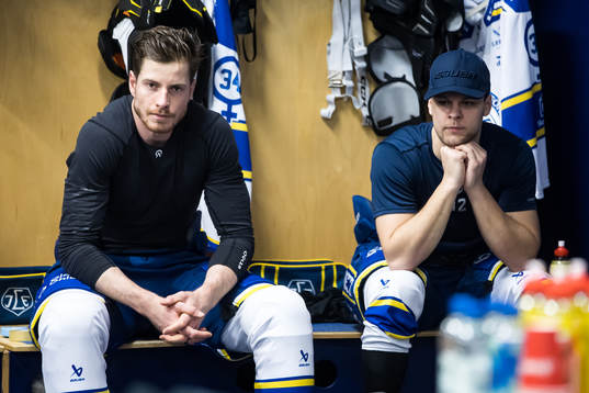 Leksands Peter Cehlarik och Jesper Kandergård innan