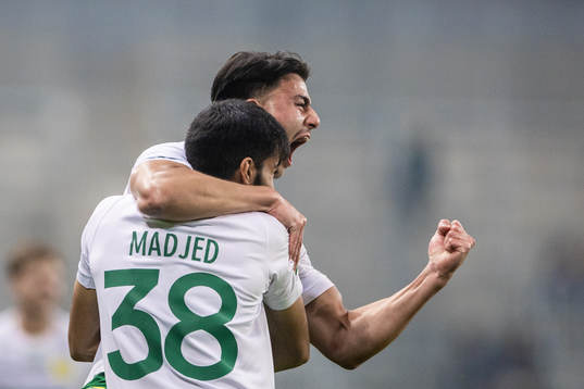 Hammarbys Jusef Erabi jublar med Montader Madjed