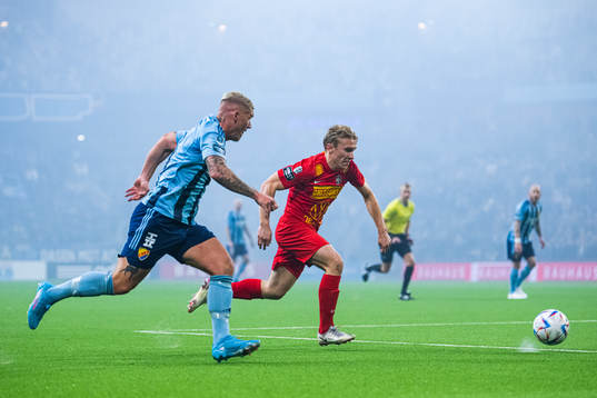 Djurgårdens Victor Edvardsen och Landskronas Edvin