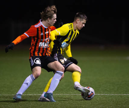 IFK Hässleholms Victor Ahlgren i träningsmatchen mellan