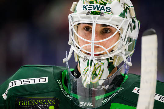 Färjestads målvakt Matthew Tomkins jublar