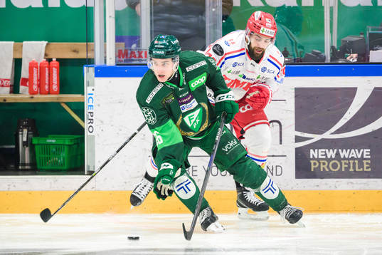Färjestads Joel Nyström och Timrås Robin Hanzl