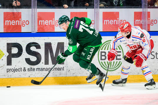 Färjestads Patrik Lundh och Timrås Joonas Lyytinen