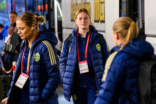 Goalkeeper Tove Enblom of Sweden arrives for the women's