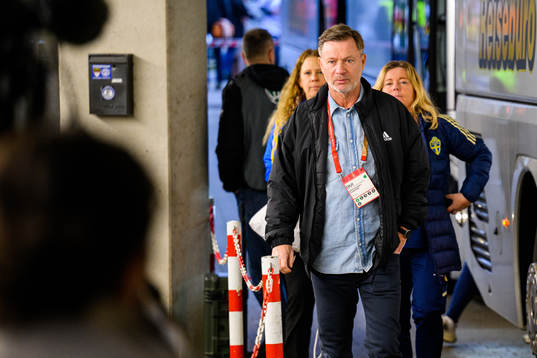 Head coach Peter Gerhardsson of Sweden arrives for the