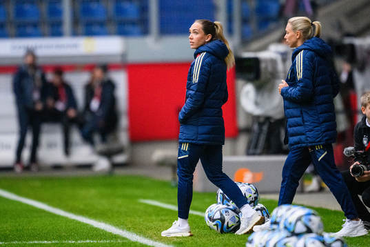 Elin Rubensson of Sweden walks the pitch