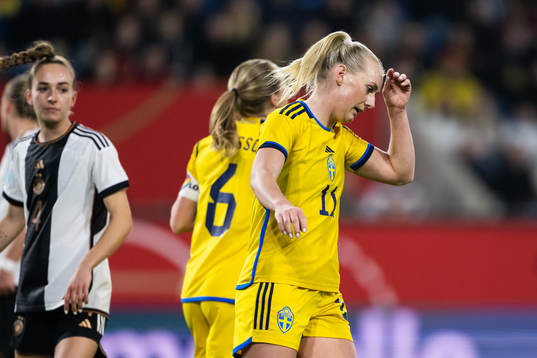 Stina Blackstenius of Sweden looks dejected
