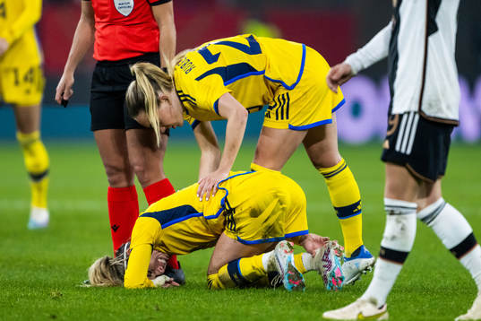 Kosovare Asllani of Sweden in pain