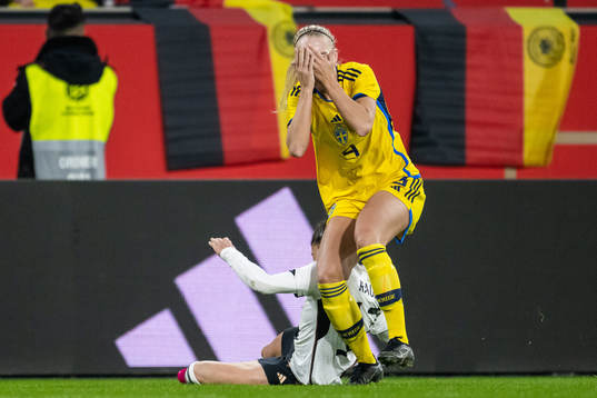 Stina Lennartsson of Sweden in pain