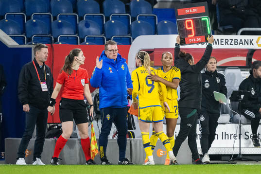 Kosovare Asllani is being substituted for Madelen Janogy of
