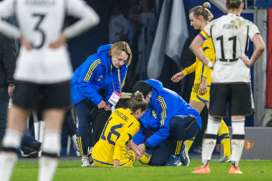 Filippa Angeldahl of Sweden in pain