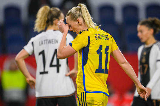 Stina Blackstenius of Sweden looks dejected