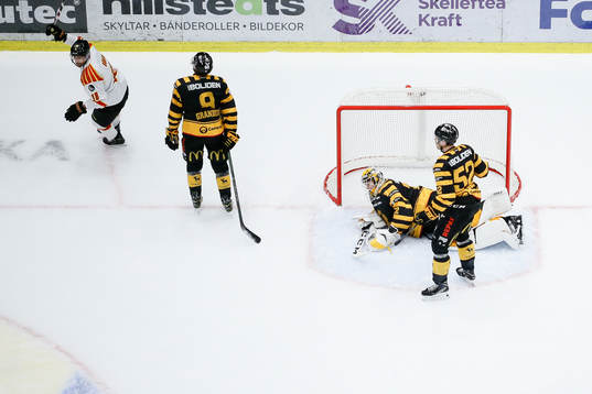 Brynäs Anton Rödin jublar och Skellefteås Petter