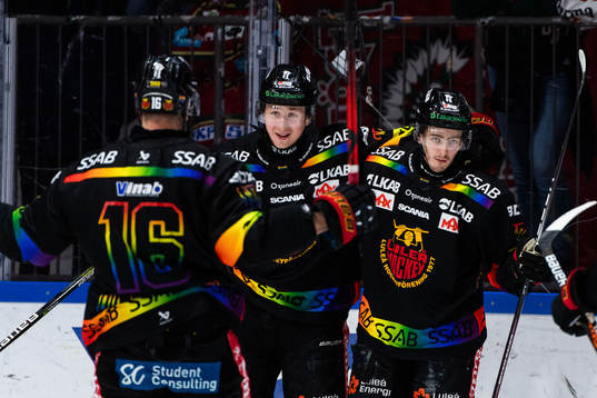 Luleås Jonas Berglund och Isac Brännström jublar