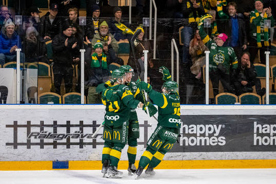 Björklövens spelare jublar