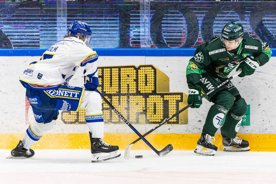 Leksands Anton Lindholm och Färjestads Lucas Forsell