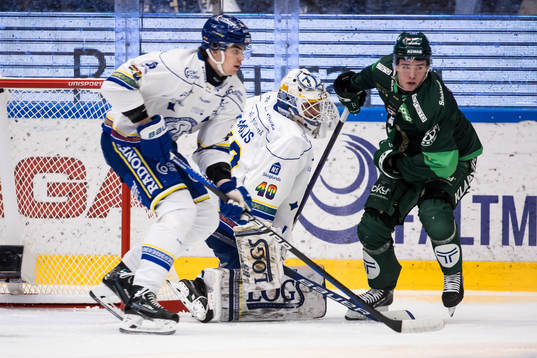 Leksands Lian Bichsel och Leksands målvakt Mantas Armalis