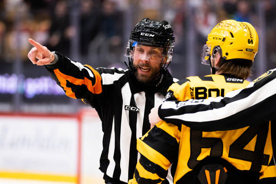 Domaren Marcus Linde och Skellefteås Jonathan Pudas