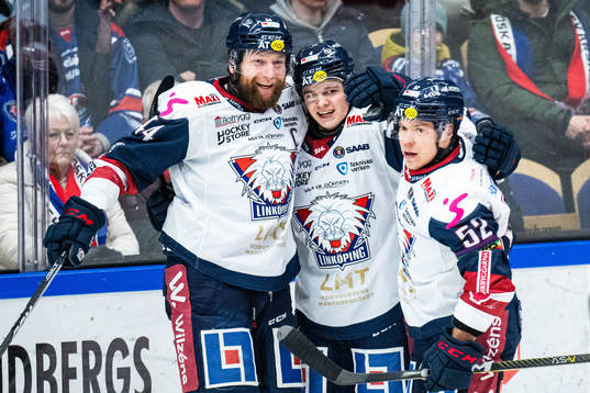 Linköpings Mattias Hävelid jublar med lagkamrater