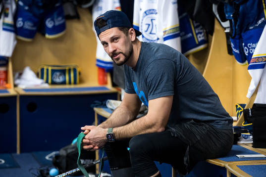 Leksands Marek Hrivik innan ishockeymatchen i SHL mellan