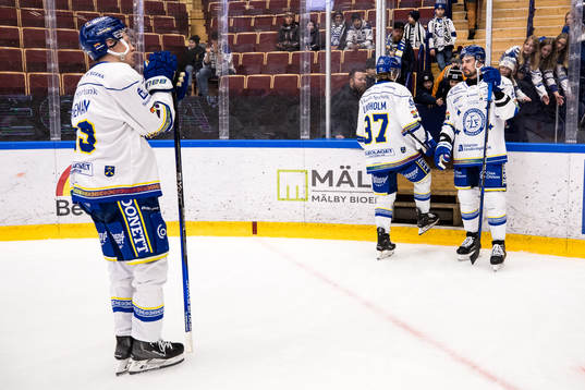 Leksands Emil Heineman och Anton Lindholm och Marek Hrivik