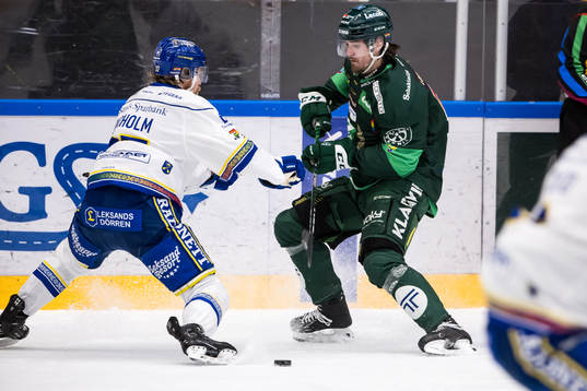 Leksands Anton Lindholm och Färjestads Oscar Lawner