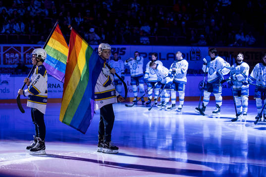 Fanbärare med pride flaggor
