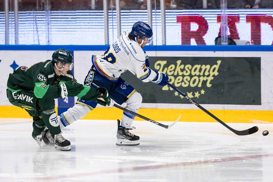 Färjestads Lucas Forsell och Leksands Justin Glenn Kloos