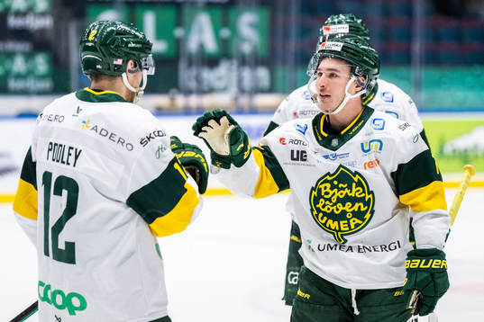 Björklövens Scott Pooley jublar med Nicholas Schilkey