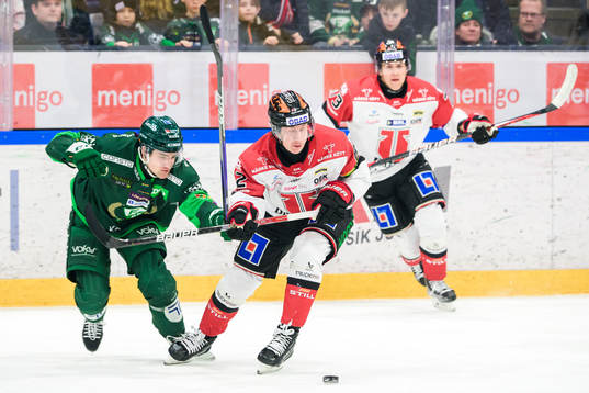 Färjestads Joel Nyström och Örebros Robert Leino