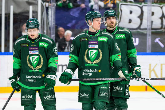 Färjestads Daniel Viksten, Mattias Göransson och August