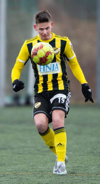 IFK Hässleholms Victor Ahlgren i träningsmatchen mellan