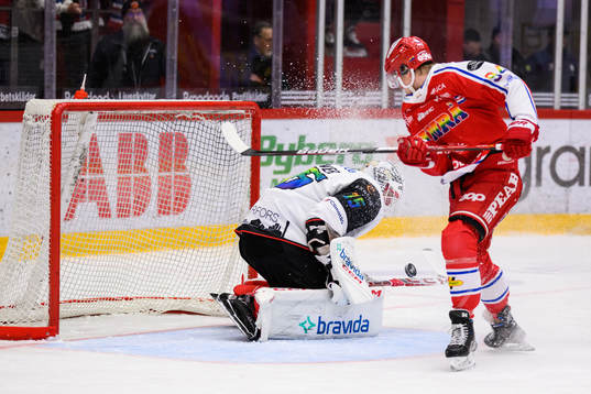 Malmö Redhawks målvakt Adam Werner och Timrås Sebastian