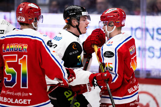 Malmö Redhawks Nuutti Viitasalo och Timrås Panu Mieho