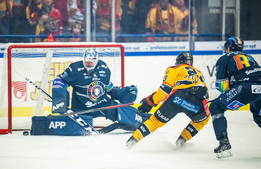 Växjös målvakt Emil Larmi och Luleås Jesper Sellgren