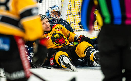 Växjös målvakt Emil Larmi och Luleås Leo Komarov