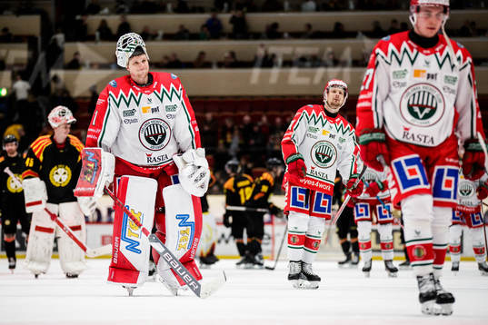 Frölundas målvakt Lars Johansson deppar