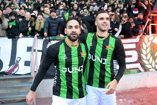 GAISs Mervan Celik och Egzon Binaku jublar