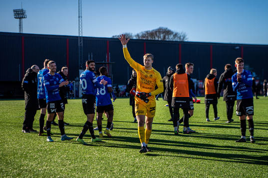 Trelleborgs målvakt Kasper Thiesson Kristensen jublar
